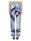 Emilio Pucci Printed Silk Pants With Roll-up Cuffs In Baby Blue