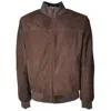 Emilio Romanelli Brown Calfskin Jacket In Blue