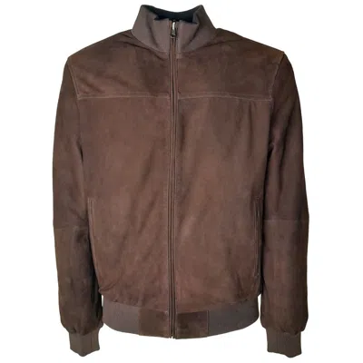 Emilio Romanelli Brown Calfskin Jacket In Blue