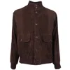 Emilio Romanelli Brown Calfskin Jacket In Burgundy