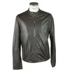 Emilio Romanelli Blue Leather Men's Men's Jacket In Brown