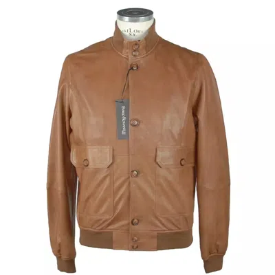 Emilio Romanelli Elegant Brown Leather Jacket For Men