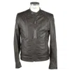 EMILIO ROMANELLI ELEGANT BROWN LEATHER ZIP JACKET