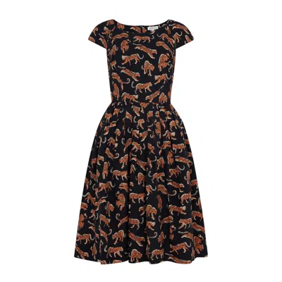 Emily And Fin Women's Black / Brown Claudia Leaping Leopards Dress In Black/brown