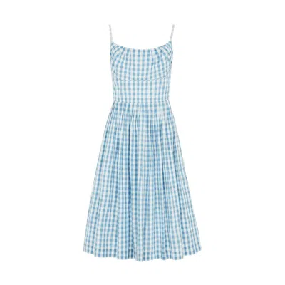 Emily And Fin Women's Blue / White Enid India Blue Check Dress In Blue/white