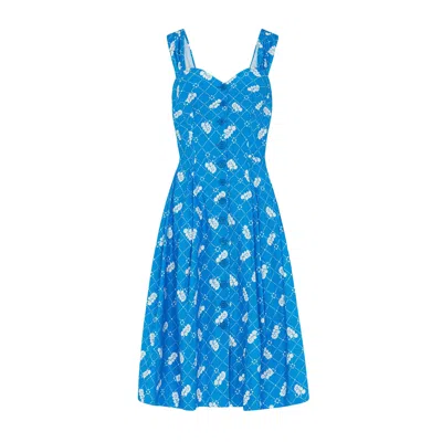Emily And Fin Women's Blue / White Jenny Blue Kitchen Floral Dress In Blue/white