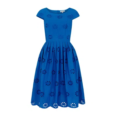 Emily And Fin Women's Claudia Floral Broderie Brilliant Blue Dress