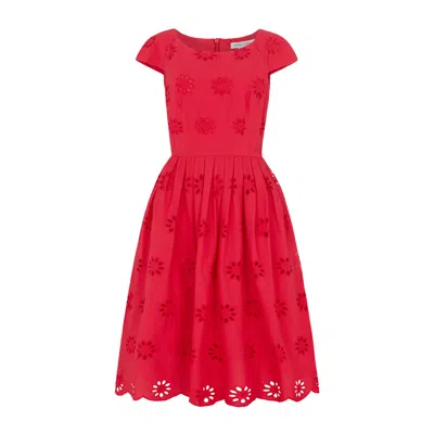 Emily And Fin Women's Claudia Floral Broderie Crimson Red Dress