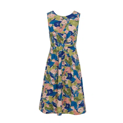 Emily And Fin Women's Green / Blue / Pink Lucy Lotus Flower Dress In Green/blue/pink  | ModeSens