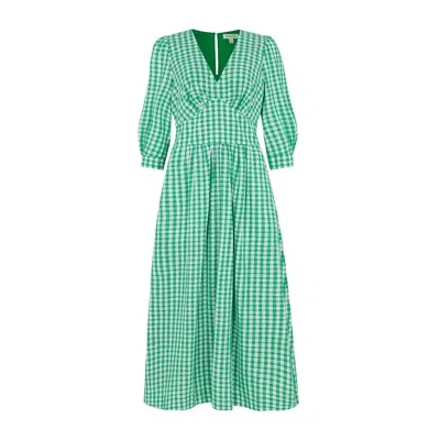 Emily And Fin Women's Green / White Amelia Emerald Green Gingham Dress In Green/white