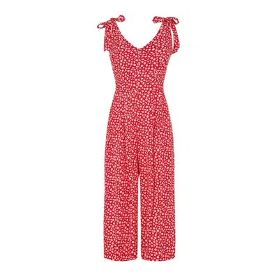 Emily And Fin Women's Red / White Anna Red Ditsy Daisy Jumpsuit In Red/white