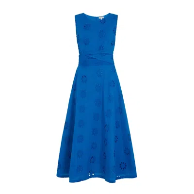 Emily And Fin Women's Roberta Floral Broderie Brilliant Blue Dress