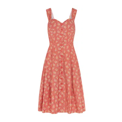 Emily And Fin Women's Yellow / Orange / Red Jenny Paprika Ditsy Floral Dress In Yellow/orange/red