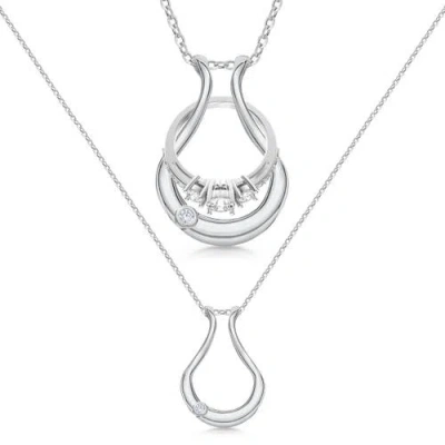 Emily C Bezel Ring Holder Necklace, Sterling Silver Wedding Ring Keeper, Necklace Jewelry, Gender In In Gray