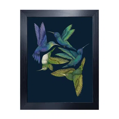 Emily Carter Antique Hummingbirds I Indigo Fine Art Print L In Blue