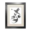 Emily Carter Black 'hummingbird & Hibiscus' - Fine Art Print A3 In Black