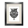 Emily Carter Black 'the Owl & Pocket Watch' Fine Art Print A4 In Black
