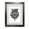 Emily Carter The Owl & Pocket Watch Fine Art Print A3 In Black