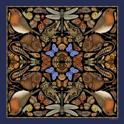 Emily Carter Women's Blue / Brown The British Garden Wool Scarf - Xl In Multi