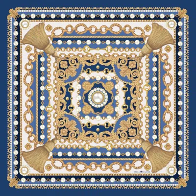 Emily Carter Women's Blue / White The Pearl Baroque Neckerchief - Sapphire In Multi