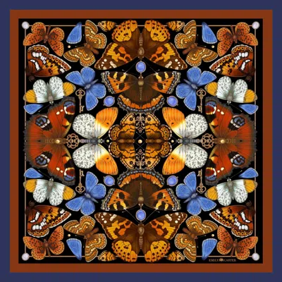 Emily Carter Women's Brown / Blue The Key & Butterfly Neckerchief In Multi