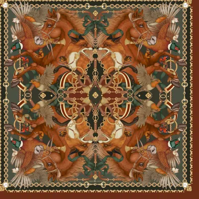 Emily Carter Women's Brown / Gold The Equestrian Silk Scarf - Xl In Multi