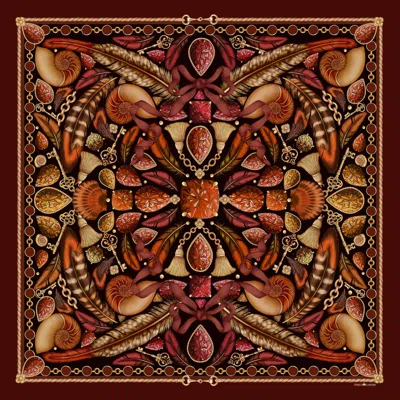 Emily Carter Women's Brown / Gold The Feather Baroque Scarf - L In Multi