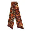 Emily Carter Women's Brown / Orange / Neutrals The Feather Baroque Luxe Twilly Scarf In Multi