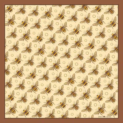 Emily Carter Women's Gold The British Bee Silk Scarf In Brown
