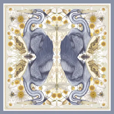 Emily Carter Women's Green / Blue The Heron & Dragonfly Silk Scarf In Multi
