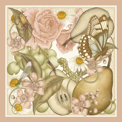 Emily Carter Women's Green / Pink The Pear Tree Silk Scarf - L In Multi