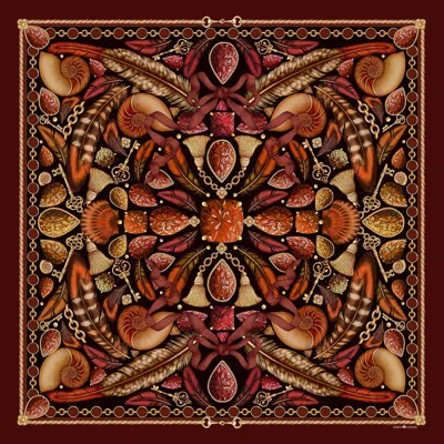 Emily Carter Women's Neutrals / Orange / Brown The Feather Baroque Wool Scarf - Xl In Multi
