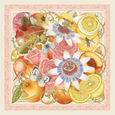 Emily Carter Women's Pink / Orange The Rose & Lemon Silk Scarf - L In Multi