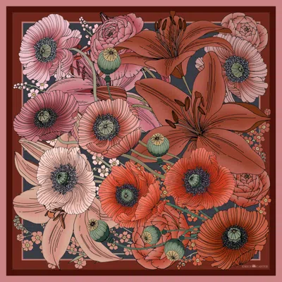 Emily Carter Women's Red The Lily & Poppy Silk Scarf In Multi