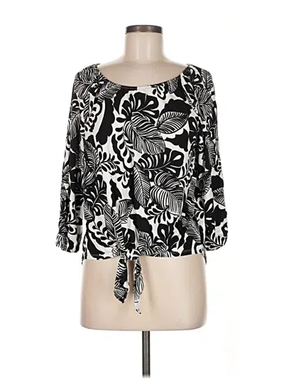 Pre-owned Emily Daniels 3/4 Sleeve Blouse In Black