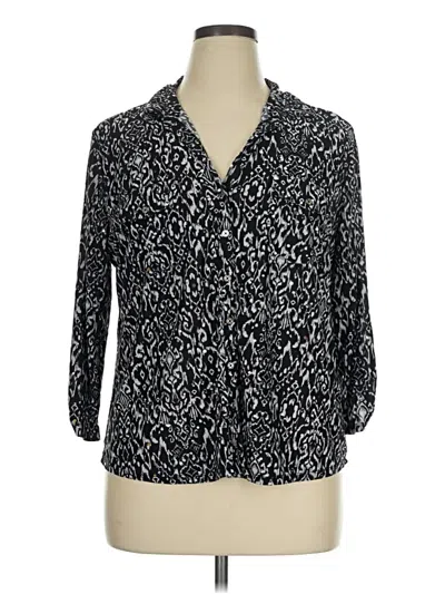 Pre-owned Emily Daniels 3/4 Sleeve Blouse In Black
