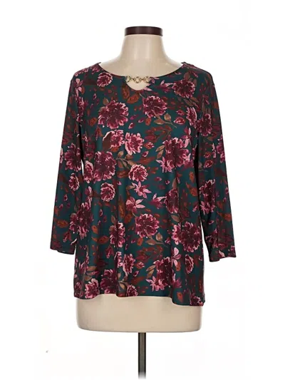 Pre-owned Emily Daniels 3/4 Sleeve Blouse In Blue