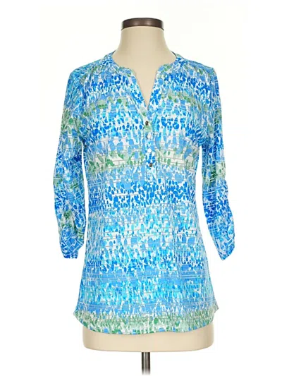 Pre-owned Emily Daniels 3/4 Sleeve Blouse In Blue