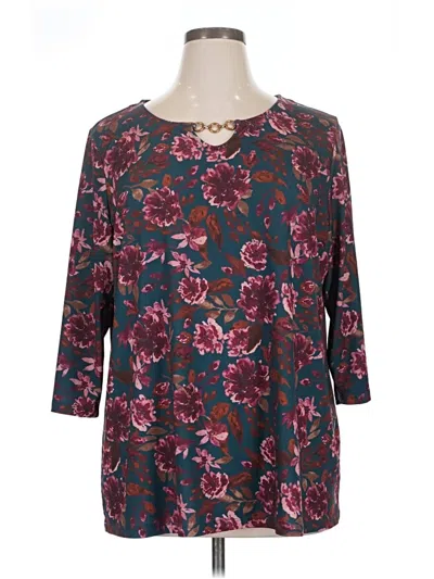 Pre-owned Emily Daniels 3/4 Sleeve Blouse In Blue