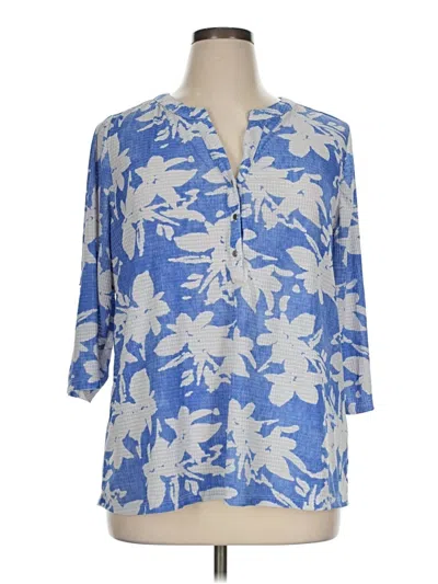 Pre-owned Emily Daniels 3/4 Sleeve Blouse In Blue