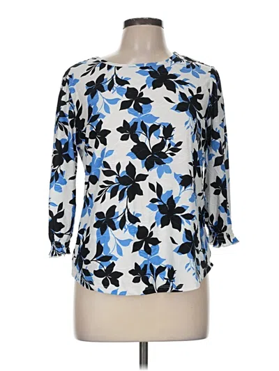 Pre-owned Emily Daniels 3/4 Sleeve Blouse In Blue
