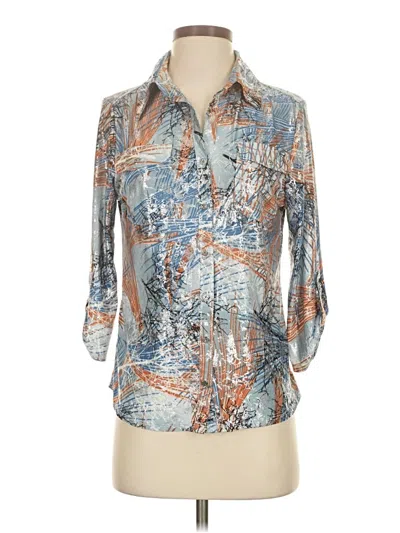 Pre-owned Emily Daniels 3/4 Sleeve Blouse In Blue