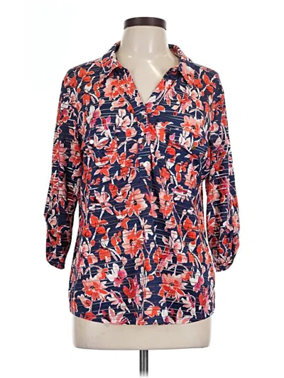 Pre-owned Emily Daniels 3/4 Sleeve Blouse In Blue