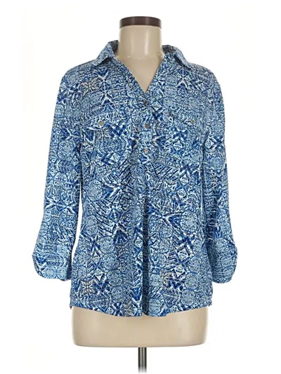 Pre-owned Emily Daniels 3/4 Sleeve Blouse In Blue
