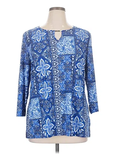 Pre-owned Emily Daniels 3/4 Sleeve Blouse In Blue