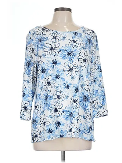 Pre-owned Emily Daniels 3/4 Sleeve Blouse In Blue