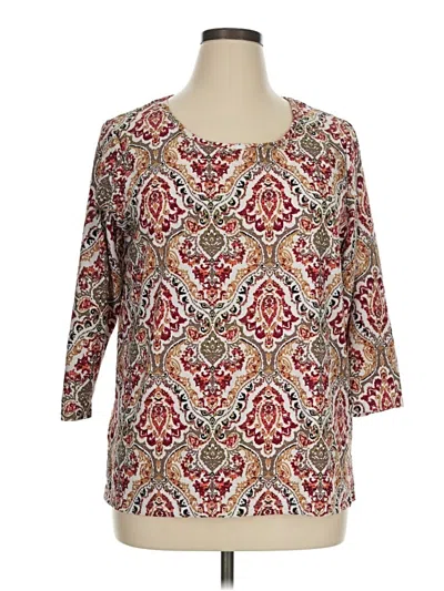 Pre-owned Emily Daniels 3/4 Sleeve Blouse In Brown