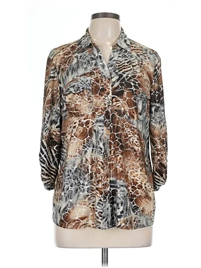 Pre-owned Emily Daniels 3/4 Sleeve Blouse In Brown