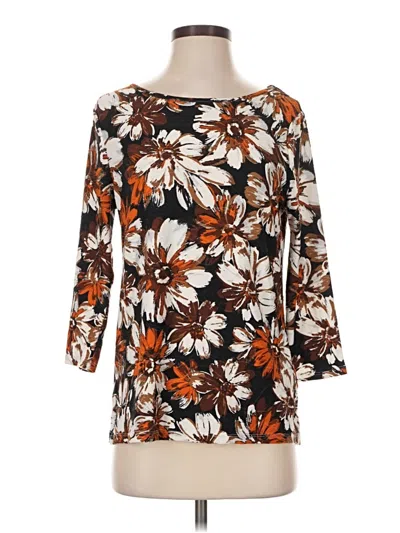 Pre-owned Emily Daniels 3/4 Sleeve Blouse In Brown