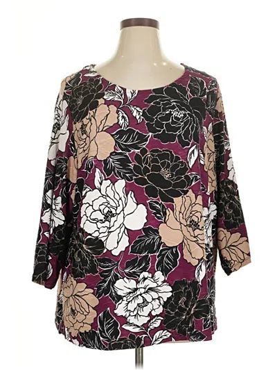 Pre-owned Emily Daniels 3/4 Sleeve Blouse In Burgundy